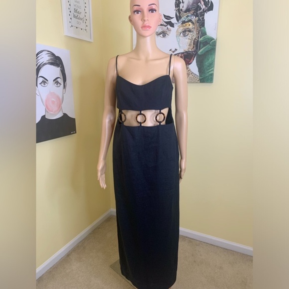 💫HP‼️💫 NWT Revolve RUMER 100% Linen “Bridget” Ring Maxi in Black, Size Large - Picture 6 of 17